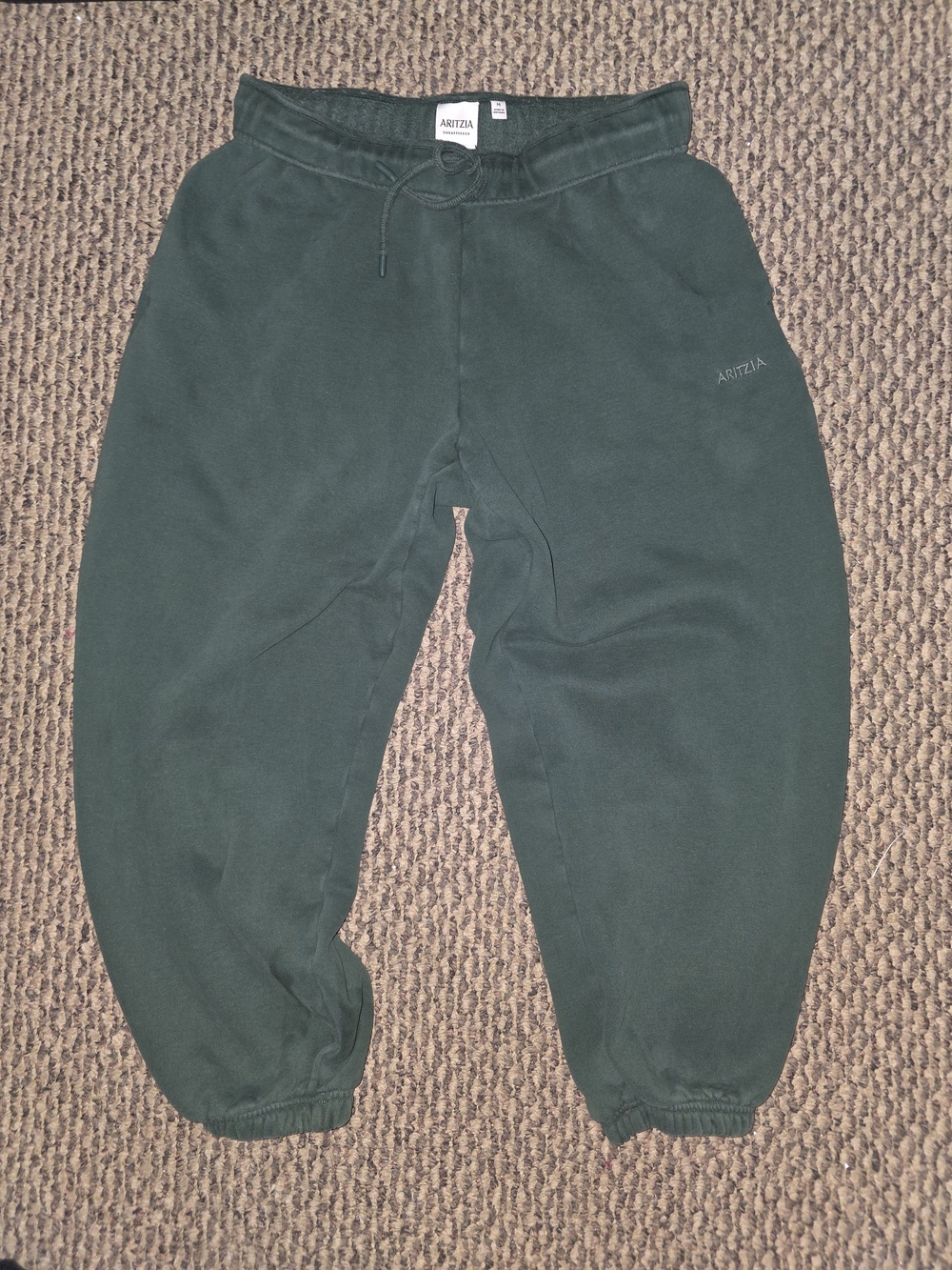 Aritzia Dark Green Fleece Jogger Pants